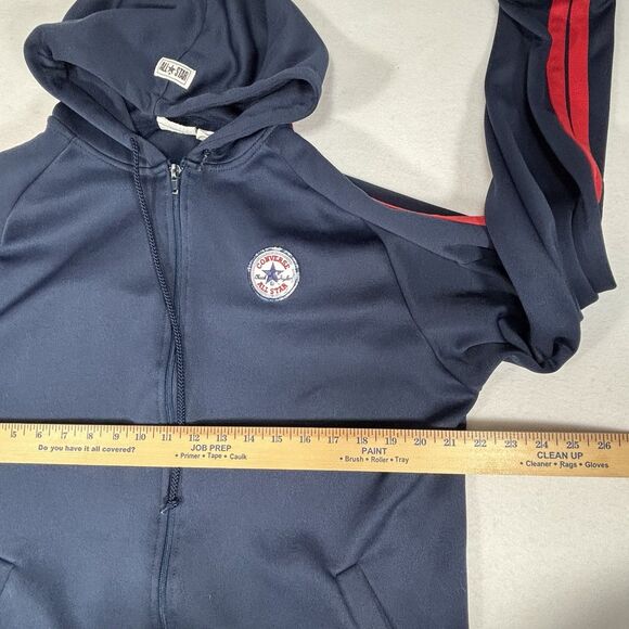 CONVERSE ALL STAR Y2K Blue Hoodie Red Stripes Full Zip Track Warm Up - Picture 6 of 9